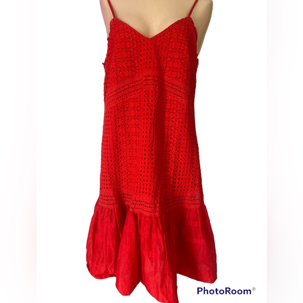 J.Crew Women’s Red Eyelet Dress Size 6 Beautiful!